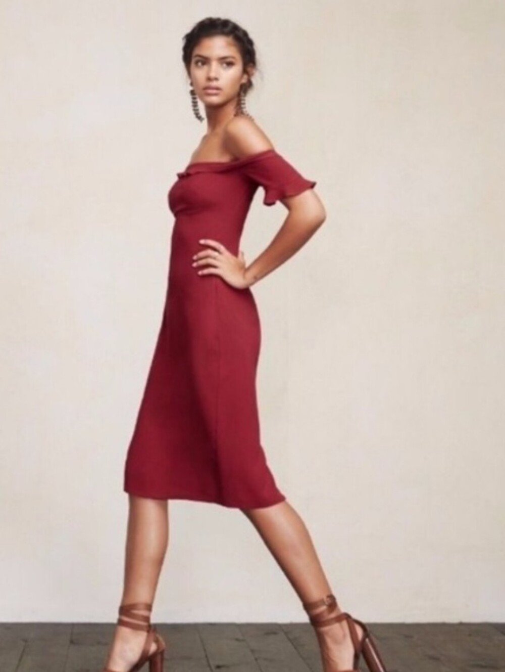 Reformation Antonia Dress in Cherry Red